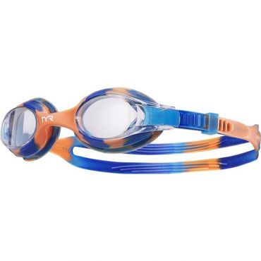 TYR Swimple Tie Dye Youth Swim Goggles, Clear/Blue/Orange