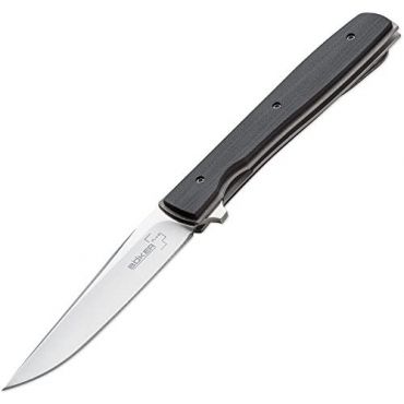 Boker Plus Urban Trapper Folding EDC Linerlock Pocket Knife, VG-10 Blade, Black G10 Handle