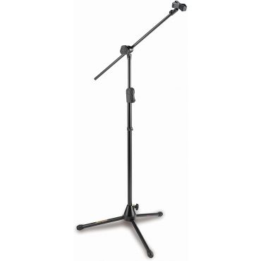 Hercules MS533BTripod Microphone Stand with Hideaway 2-in-1 Boom & EZ Microphone Clip, Black