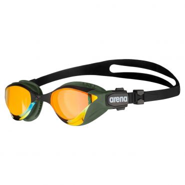 ARENA Unisex Adult Cobra Tri Swipe Swim Mirror Lens Goggles, Yellow Copper/Army