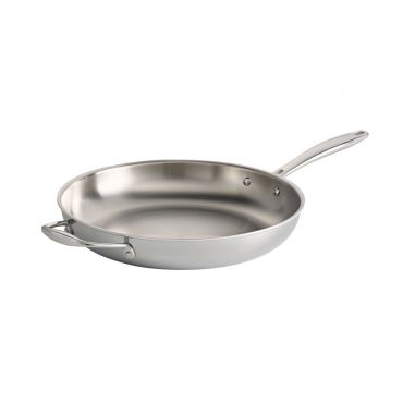 Tramontina 12-Inch Fry Pan Stainless Steel Induction-Ready Tri-Ply Clad with Helper Handle