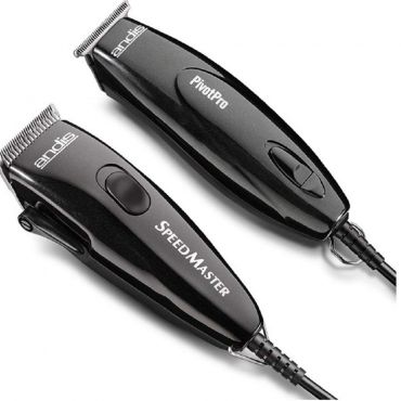 Andis 24075 Professional PivotPro And SpeedMaster Hair Clipper and Beard Trimmer PivotMotor Set, Black