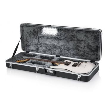 Gator Cases Molded Plastic Guitar Case for Standard Electric Guitars with Built-in LED Light