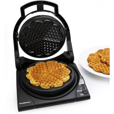 Chef’sChoice 840 WafflePro Taste / Texture Select Waffle Maker Traditional Five of Hearts Nonstick Plates, 5-Slice, Silver