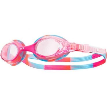 TYR Swimple Tie Dye Youth Swim Goggles, Clear/Pink/Blue