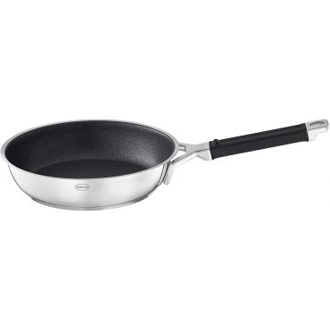 Rosle Silence Pro 24 cm 18/10 Frying Pan with Scratch-Resistant Premium Non-Stick Coating, Silver/Black