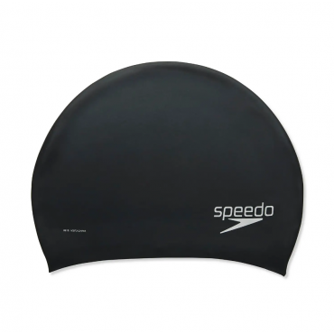 Speedo Silicone Long Hair Swim Cap, Black