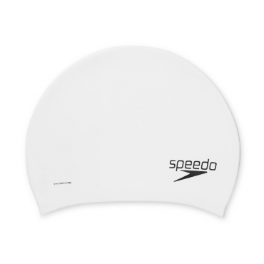 Speedo Silicone Long Hair Swim Cap, White