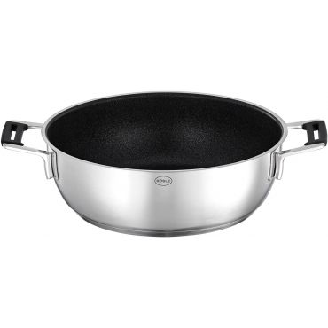 Rosle Silence Pro Cookware Collection 11 in. Stainless Steel Serving Pan with Non-Stick Coating