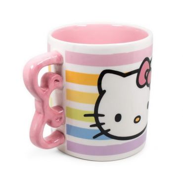 Silver Buffalo Hello Kitty Rainbow Dots Shaped Handle Ceramic Mug, 20 Ounces