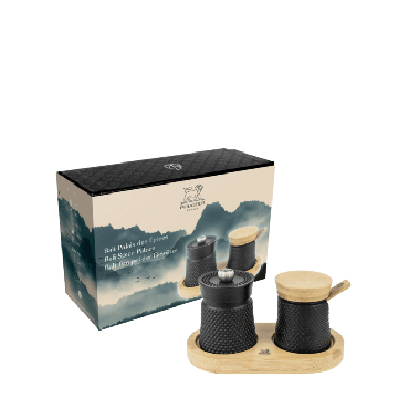 Peugeot Cast Iron Bali Pepper Mill and Salt Cellar Gift Set, 3-Inches