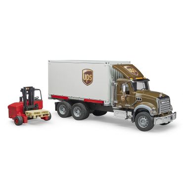 Bruder Toys MACK Granite UPS logistics Truck + Forklift