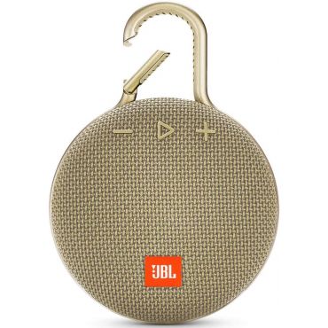 JBL Clip 3 Waterproof Portable Bluetooth Speaker with 10-hours of Playtime, Desert Sand