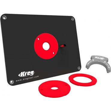Kreg PRS4034 Precision Router Table Insert Plate w/ Level-Loc Rings, Black/Red