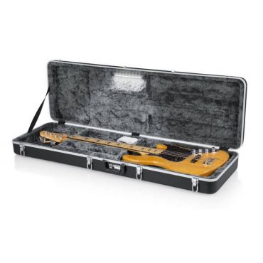 Gator Cases Molded Plastic Guitar Case for Electric Bass Guitars with Built-in LED Light