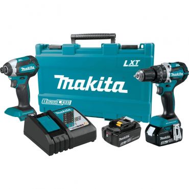 Makita XT269M 18V LXT Lithium-Ion Brushless Cordless Hammer Drill/ Impact Driver Combo Kit