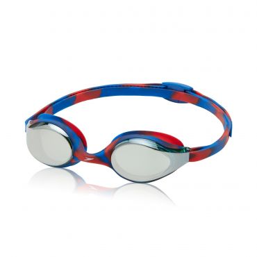 Speedo Hyper Flyer Mirrored Swim Goggle, Navy Red/Grey