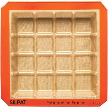 Silpat Square Tablette Mold, 16 Portions, Tan & orange, Size: 8 1/4" x 1"