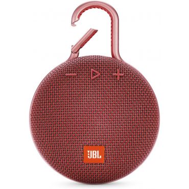JBL Clip 3 Waterproof Portable Bluetooth Speaker with 10-hours of Playtime, Fiesta Red