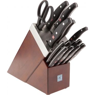 Zwilling 15-Piece Self-Sharpening Set with Brown Ash Wood Block