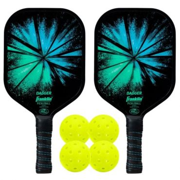 Franklin Sports Pickleball Paddle and Ball Set, Dagger Fiberglass Pickleball Rackets, 4 Pickleballs