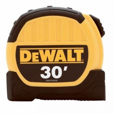 DeWalt 1-1/8" x 30 ft. Standard Tape Measure, Belt Clip, Yellow/Black