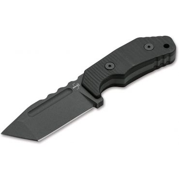 Boker Plus Little Dvalin Fixed Blade EDC Knife, Black G10 Handles, Tanto