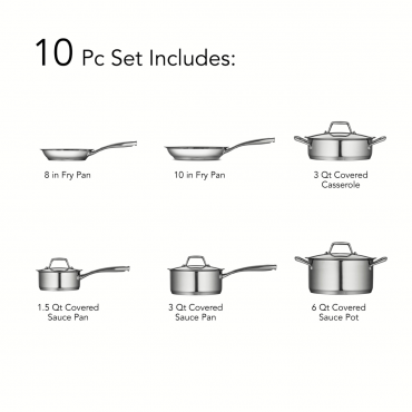 Tramontina 80101/202DS Gourmet Prima Stainless Steel Cookware Set, 10 Piece
