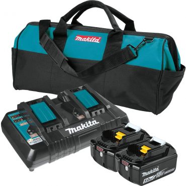 Makita BL1850B2DC2X 18V LXT Lithium-Ion Battery & Dual Port Charger Starter Pack (5.0Ah)