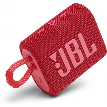 JBL Go 3 Portable Speaker with Bluetooth, Built-in Battery, Waterproof and Dustproof Feature, Red