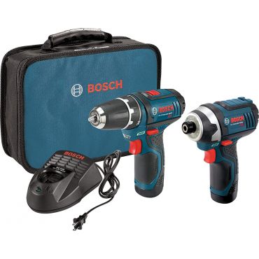 Bosch CLPK22-120 Power Tools Combo Kit, 12-Volt 2-Tool Cordless Drill/Driver and Impact Driver with 2 Batteries, Charger and Case