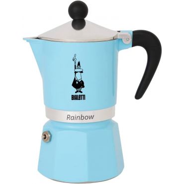 Bialetti 5043 Rainbow Espresso Maker, 6-Cups, Light Blue