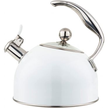 Viking 2.6 Qt Stainless Steel Whistling Kettle w/ 3-Ply Base, White