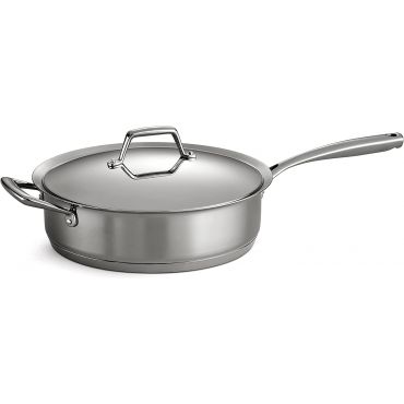 Tramontina 5-Quart Covered Deep Saute Pan Stainless Steel Tri-Ply Base
