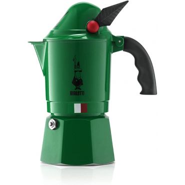 Bialetti Moka Express Alpina 3-Cups Iconic Stovetop Espresso Maker, Aluminium, Green