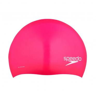 Speedo Silicone Long Hair Swim Head Cap, Pink
