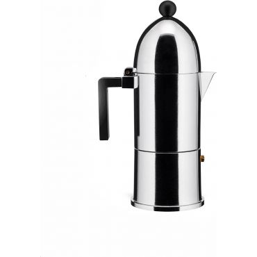 Alessi La Cupola 6-Cup Silver Aluminum Espresso Maker With Black Handle