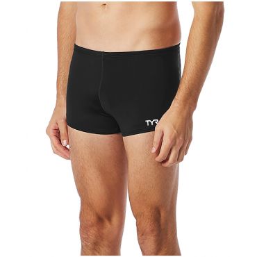 TYR Men's Tyreco Square Leg Swimsuit Brief Jammer, Black, Size 32