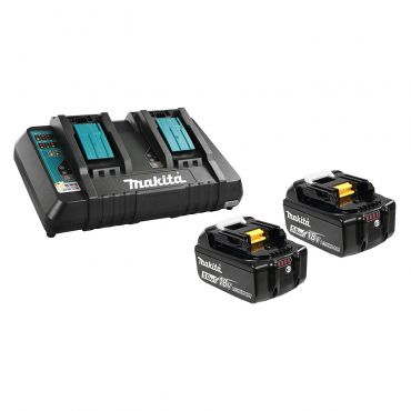 Makita BL1850B2DC2 5.0 Ah 18V LXT Lithium-Ion Battery and Dual Port Charger Starter Pack