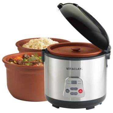 VitaClay VF7700-8 High-fired Chef Gourmet 8-Cup 2-in-1 Rice and Slow Cooker Rice, 4.2-Quart)