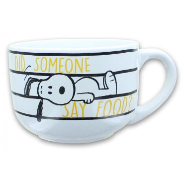 Silver Buffalo Peanuts Snoopy and Woodstock Ceramic Soup Mug with Vented Plastic Lid, 24 Ounces