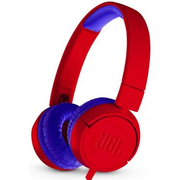 JBL JR 300 Kids On-Ear Headphones with Single-Side Flat Cable and Reduced Volume for Safe Listening, Red