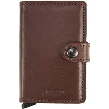 Secrid M-Dark Brown Mini Wallet Genuine Leather with RFID Protection, Dark Brown