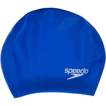 Speedo Silicone Long Hair Swim Cap, Blue