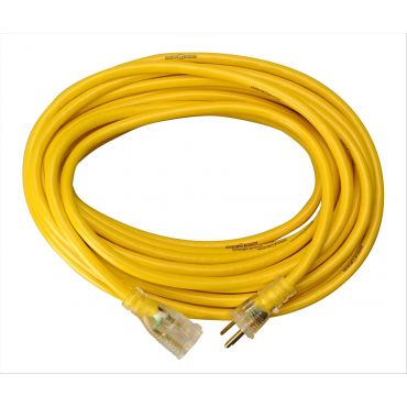 Yellow Jacket 2887 UL Listed 14/3 13 Amp Premium SJTW Extension Cord with Grounded Lighted Receptacle End, 50 Feet