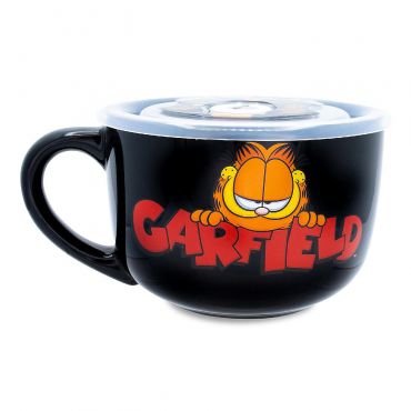 Silver Buffalo Garfield Ceramic Soup Mug With Vented Lid, Holds 24 Ounces