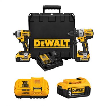 Dewalt DCK299P2 20V Brushless Hammer Drill & Impact Driver Combo Kit w/ DCB205 20V MAX XR Battery Pack & DCB118 Fast Charger