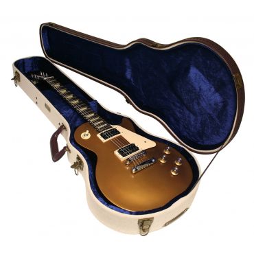 Gator Cases Deluxe Wood Case for Les Paul® Style Guitars; Journeyman Burlap Exterior