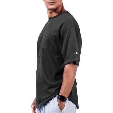 Champion Men's Big & Tall Classic Cotton Jersey Pocket T-Shirt, Black