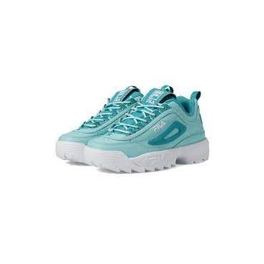 Fila Women's Disruptor II Premium Casual Athletic Sneakers, Blue Tint / Turquoise Tonic / White